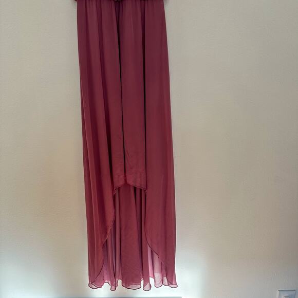 David's Bridal Bridesmaid Dress F19740 Chianti 2 High Low Hemline - Picture 3 of 7